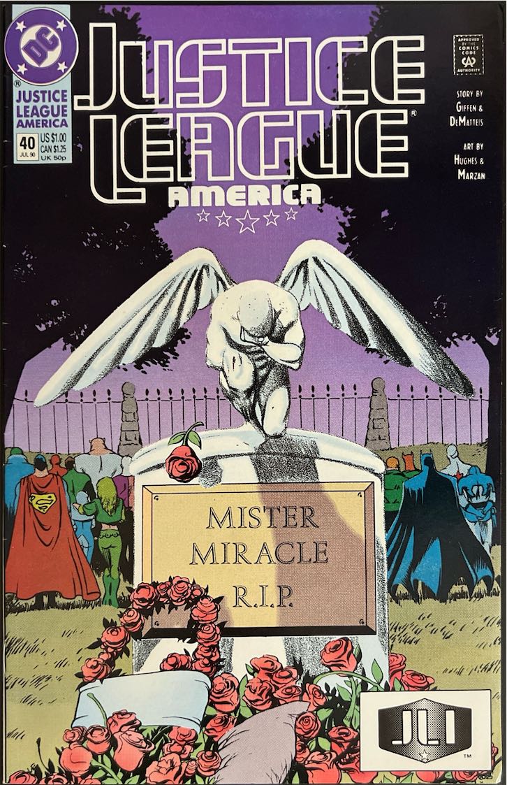 Justice League America, #040, Mister Miracle R.I.P. (DC Comics, 1990) - Direct Sales