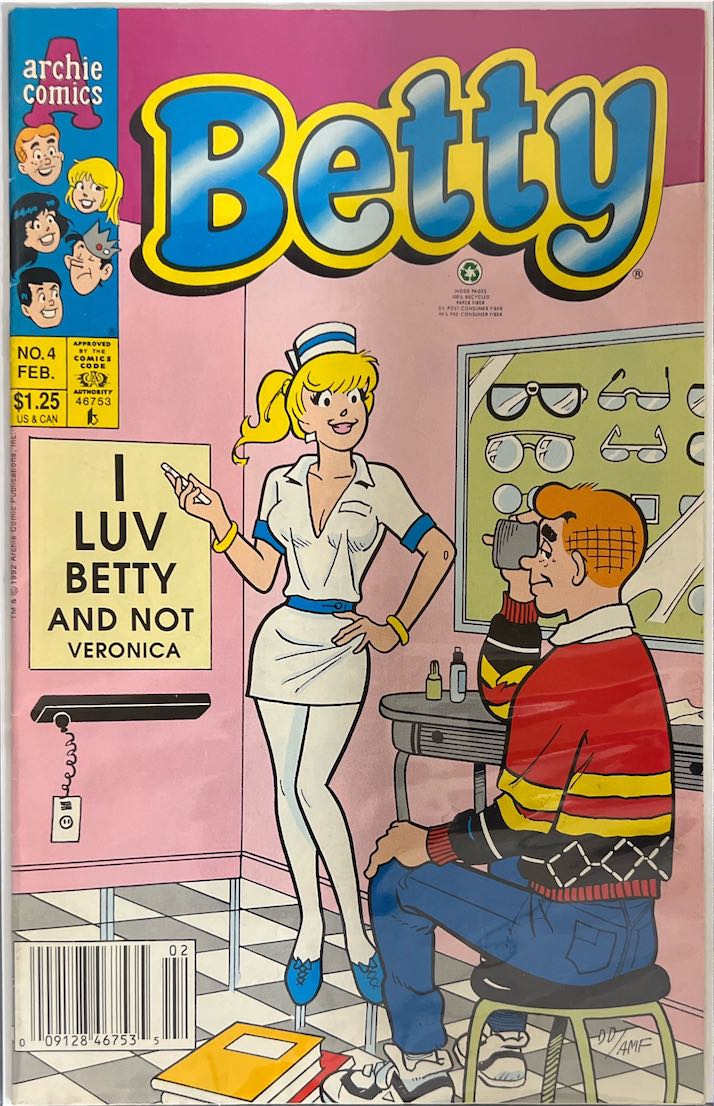 Betty, #004, "I Luv Betty and Not Veronica" (Archie Comics, 1993) - Direct Sales