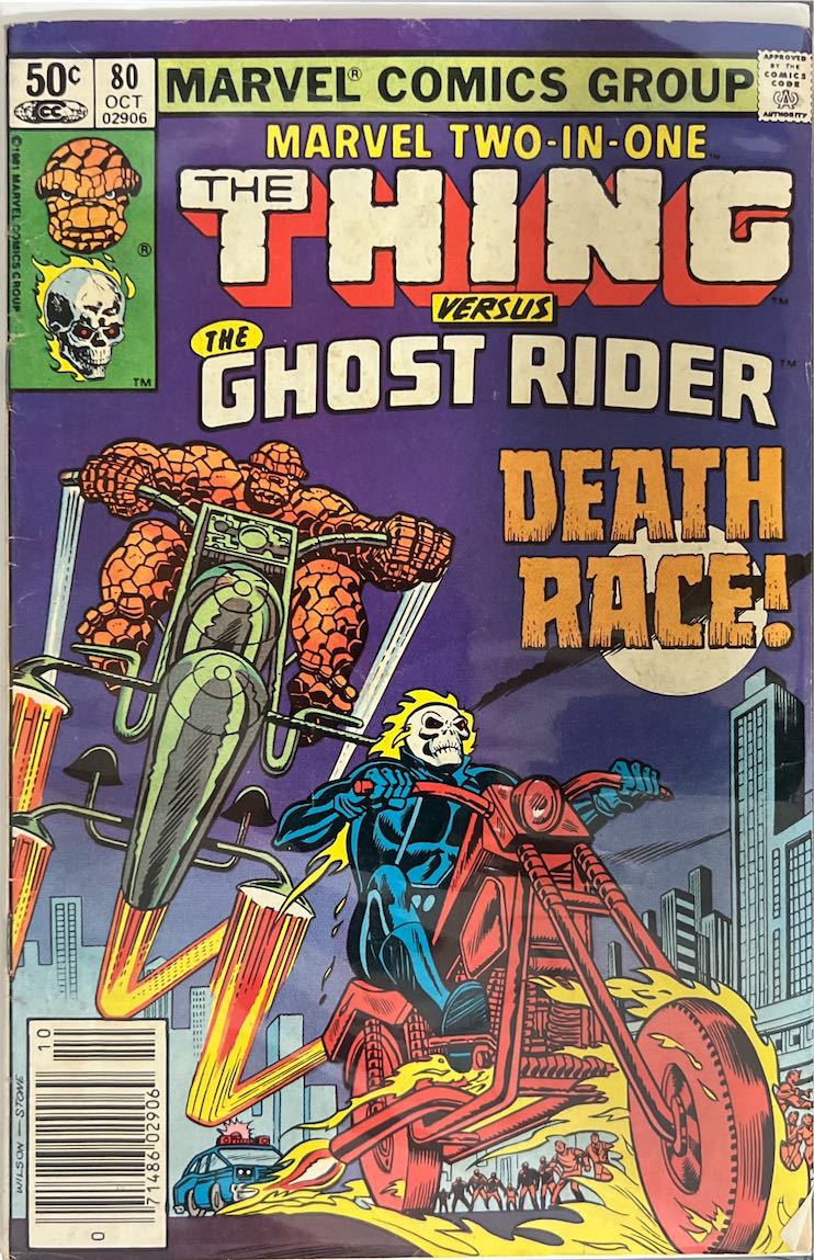 Marvel Two-In-One, #080, The Thing Versus The Ghost Rider: Death Race! (Marvel Comics, 1981) - Direct Sales Edition