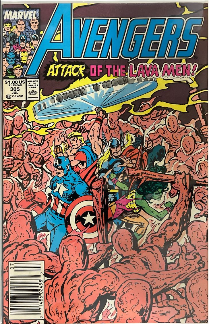 Avengers, #305, Attack of the Lava Men! (Marvel, 1989) - Direct Sales Edition