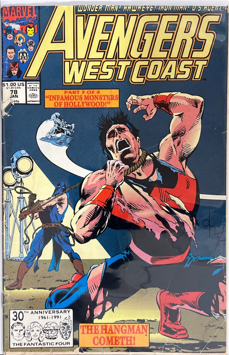 Avengers West Coast, #078, Part 3 of 4: "Infamous Monsters of Hollywood!" (Marvel, 1991) - Direct Edition