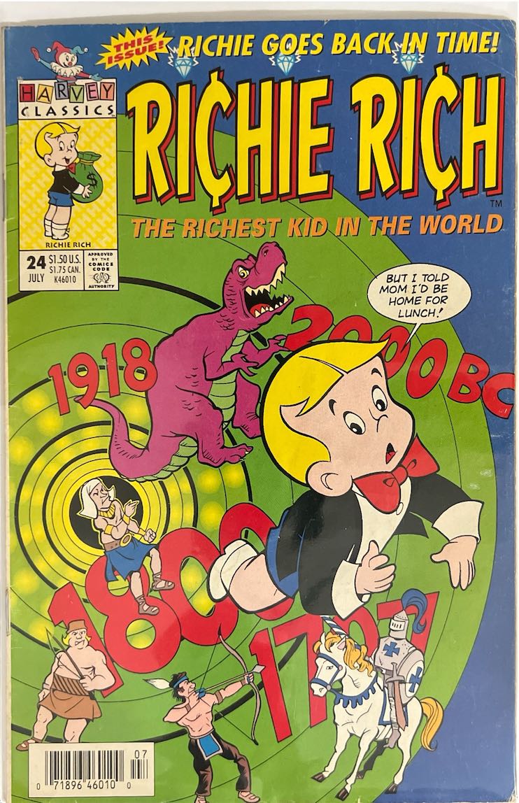 Richie Rich, #024, Richie Goes Back In Time! (Harvey Comics, 1991) - Direct Sales Edition