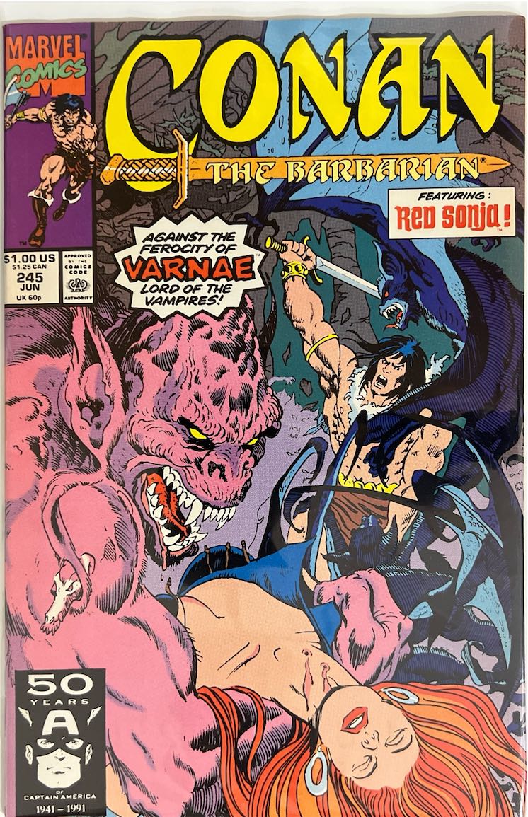 Conan the Barbarian, #245, Against the Ferocity of Varnae (Marvel Comics, 1991) - Direct Sales