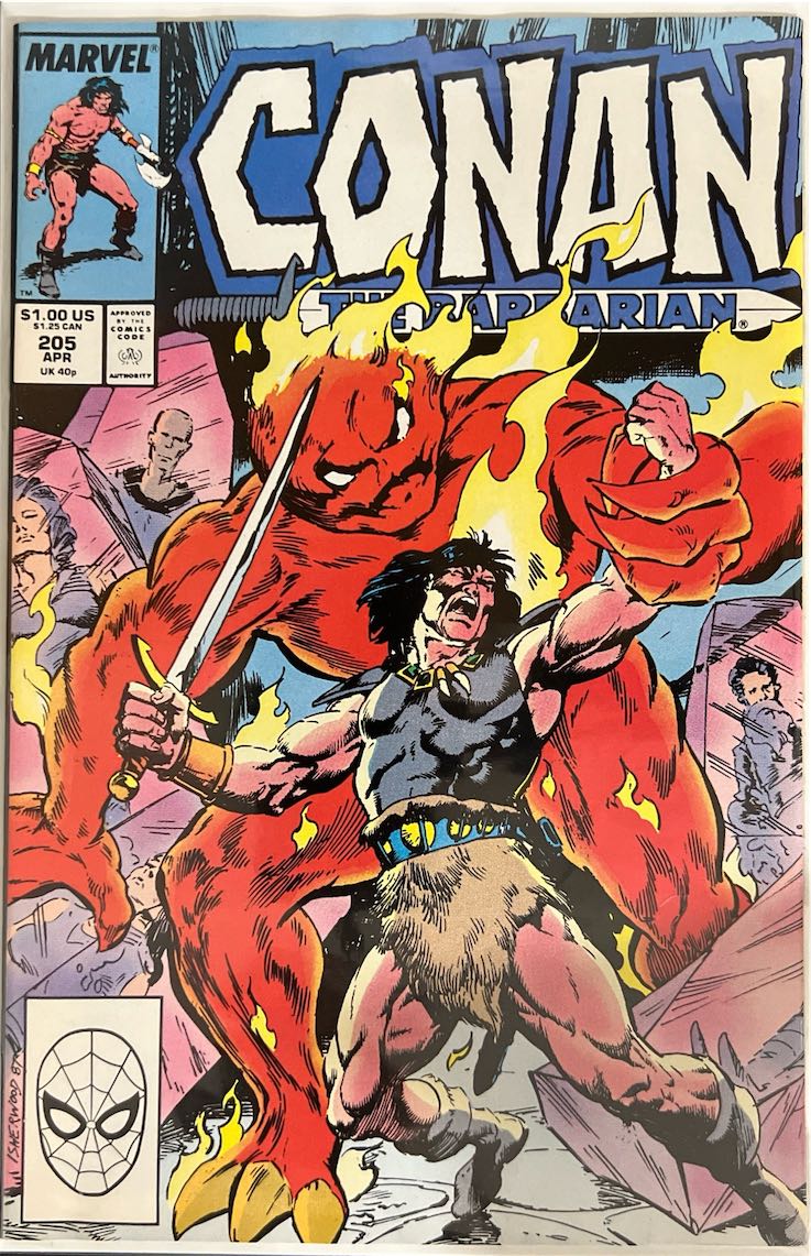 Conan the Barbarian, #205, Conan's Fiery Battle (Marvel, 1988) - Direct Sales