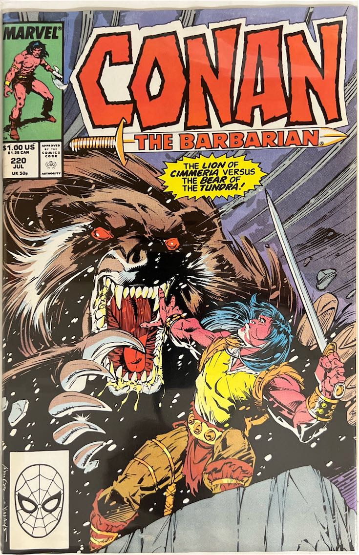 Conan the Barbarian, #220, The Lion of Cimmeria Versus the Bear of the Tundra (Marvel Comics, 1989) - Direct Sales Edition