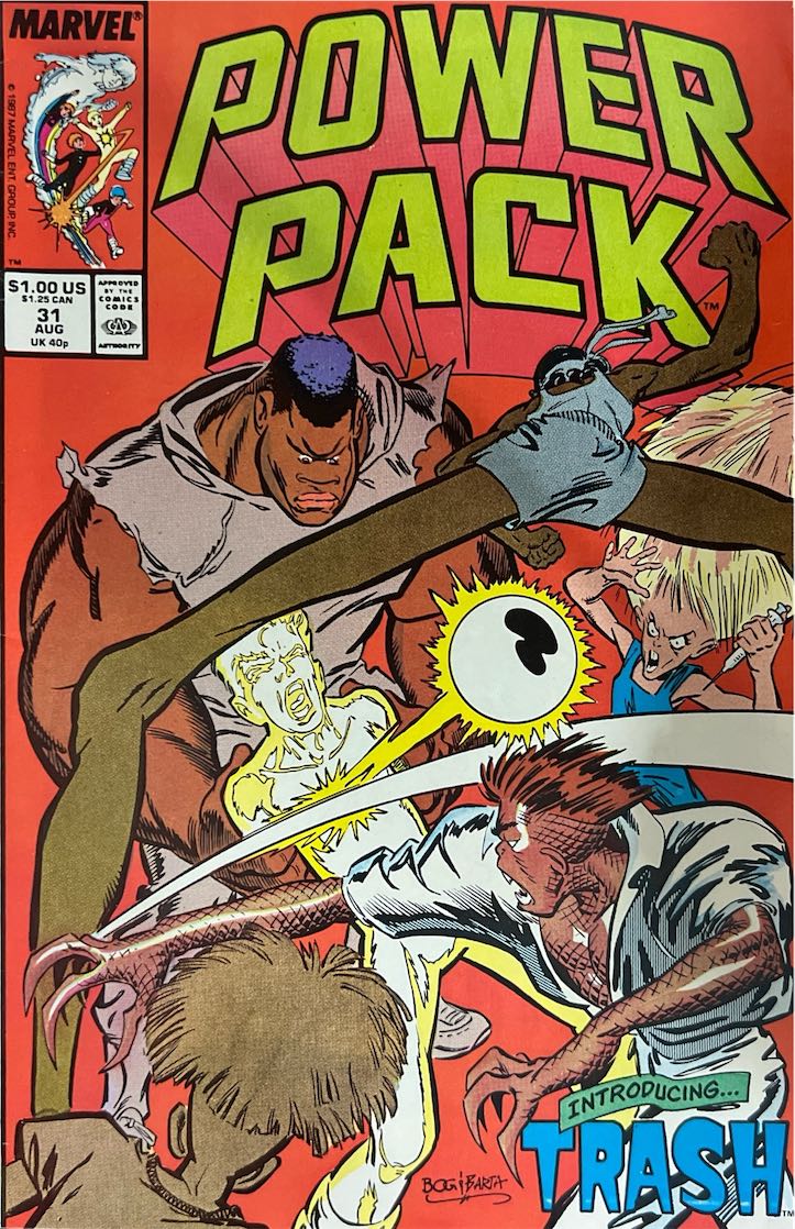 Power Pack, #031, Introducing... TRASH (Marvel, 1987) - Direct Sales