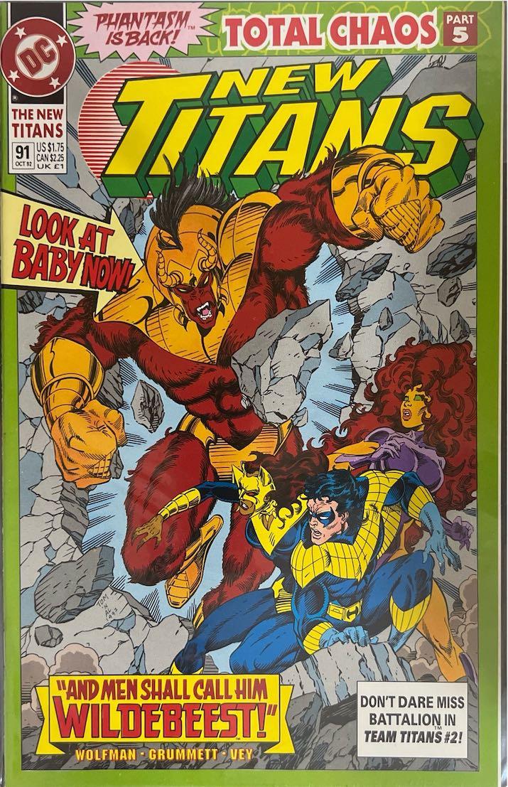 New Titans, #091, "And Men Shall Call Him Wildebeest!" (DC, 1992) - Direct Sales