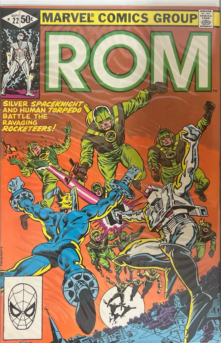 ROM, #022, Silver Spacenight and Human Torpedo Battle the Ravaging Rocketeers! (Marvel, 1981) - Direct Sales Edition