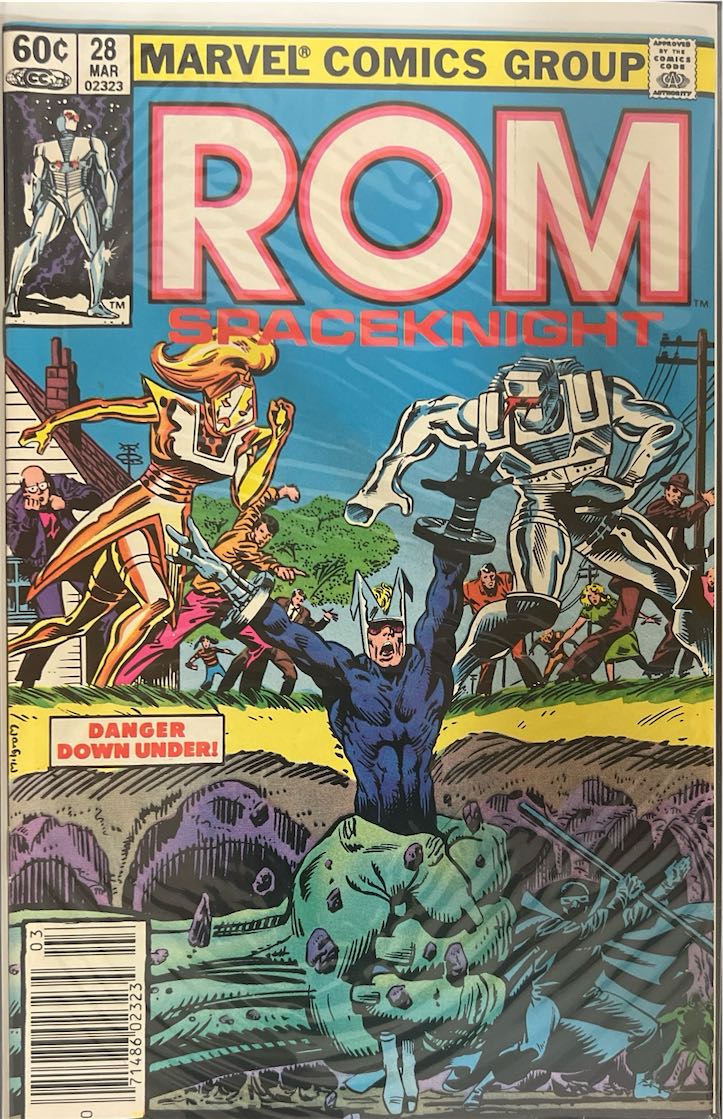 ROM Spaceknight, #028, Danger Down Under! (Marvel Comics, 1982) - Newsstand Edition