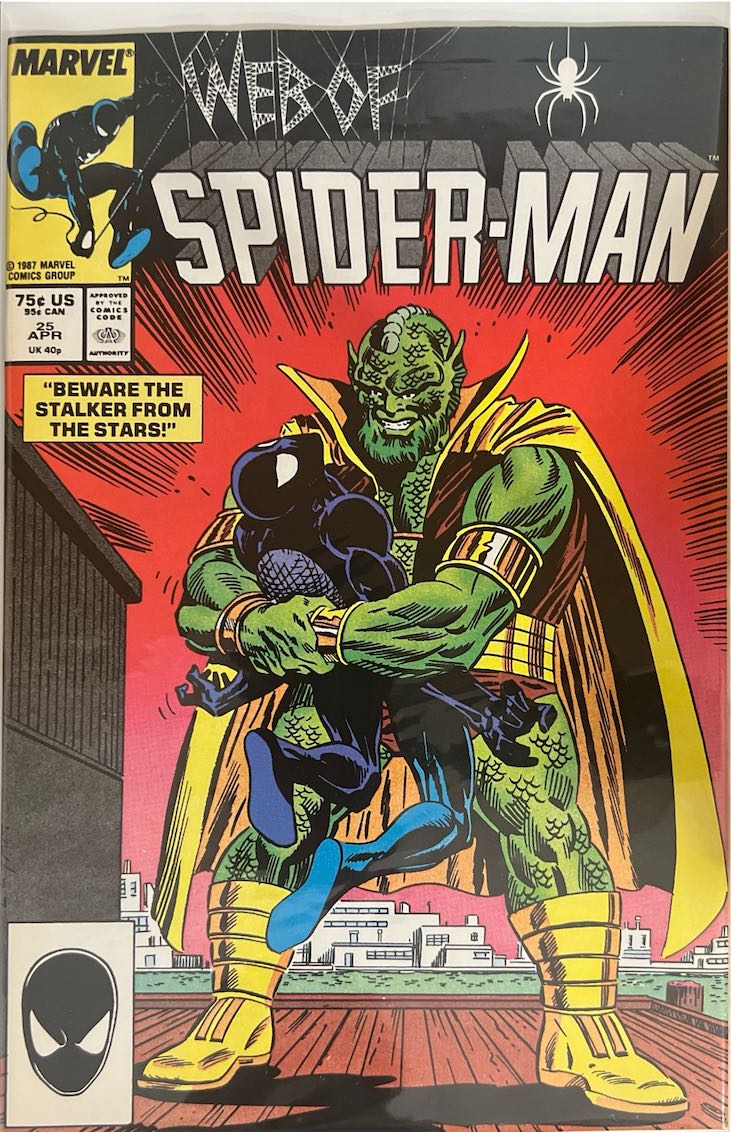 Web of Spider-Man, #025, Beware the Stalker from the Stars! (Marvel, 1987) - Direct Sales