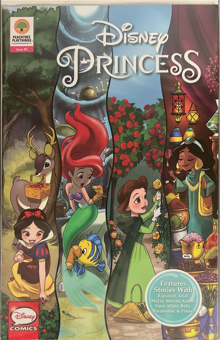 Disney Princess, #005, Features Stories With Rapunzel, Ariel, Mulan, Merida, Aurora, Snow White, Belle, Pocahontas & Tiana (Peachtree Playthings, Year Unknown)