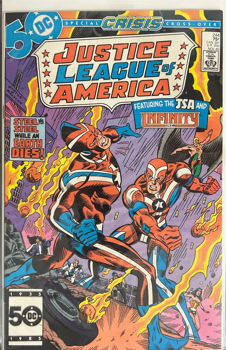Justice League of America, #244, Featuring the JSA and Infinity Inc. (DC Comics, 1985) - Direct Edition