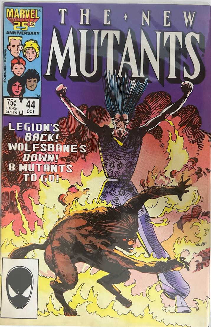 The New Mutants, #044, Legion's Back! Wolfsbane's Down! 8 Mutants to Go! (Marvel, 1986) - Direct Sales