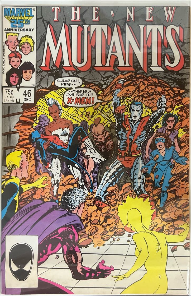 The New Mutants, #046, "Clear Out, Kids - This is a Job for the X-Men!" (Marvel, 1986) - Direct Edition