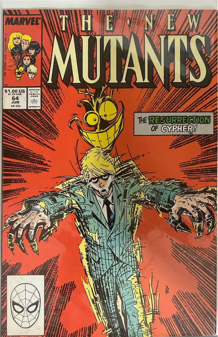 The New Mutants, #064, The Resurrection of Cypher! (Marvel, 1988) - Direct Sales