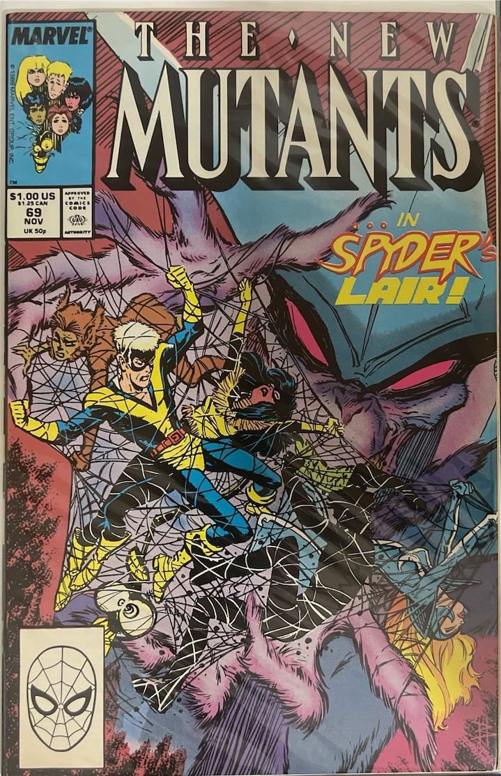 The New Mutants, #069, In Spyder's Lair! (Marvel, 1988) - Direct Sales Edition