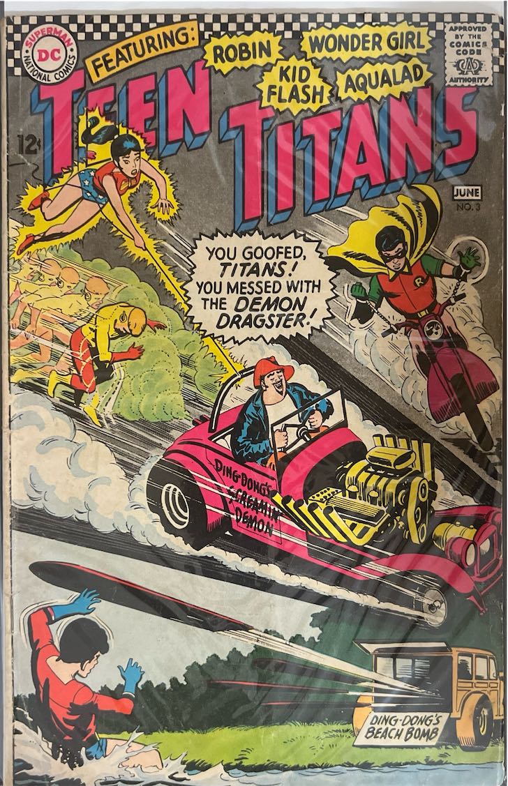 Teen Titans, #003, You Goofed, Titans! You Messed with the Demon Dragster! (DC Comics, 1966) - Direct Sales