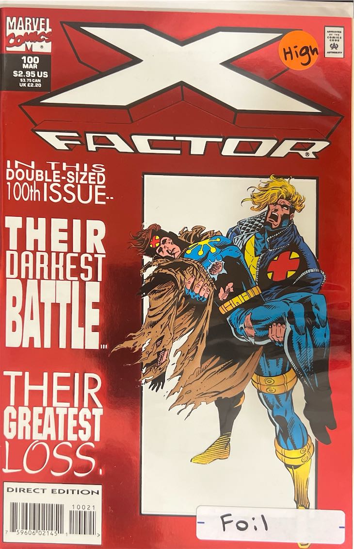 X-Factor, #100, Their Darkest Battle (Marvel, 1993) - Direct Edition, Foil Cover