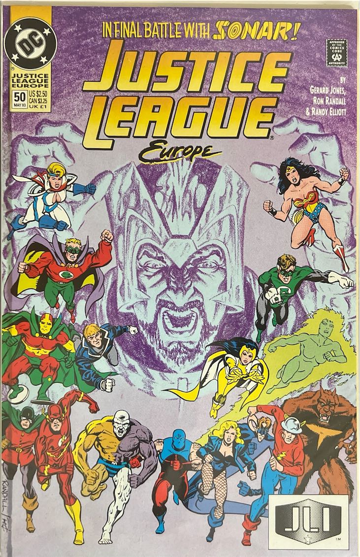 Justice League Europe, #050, In Final Battle with Sonar! (DC Comics, 1993) - Direct Sales